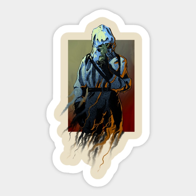 Scary man in a gas mask from Chernobyl Sticker by Kotolevskiy